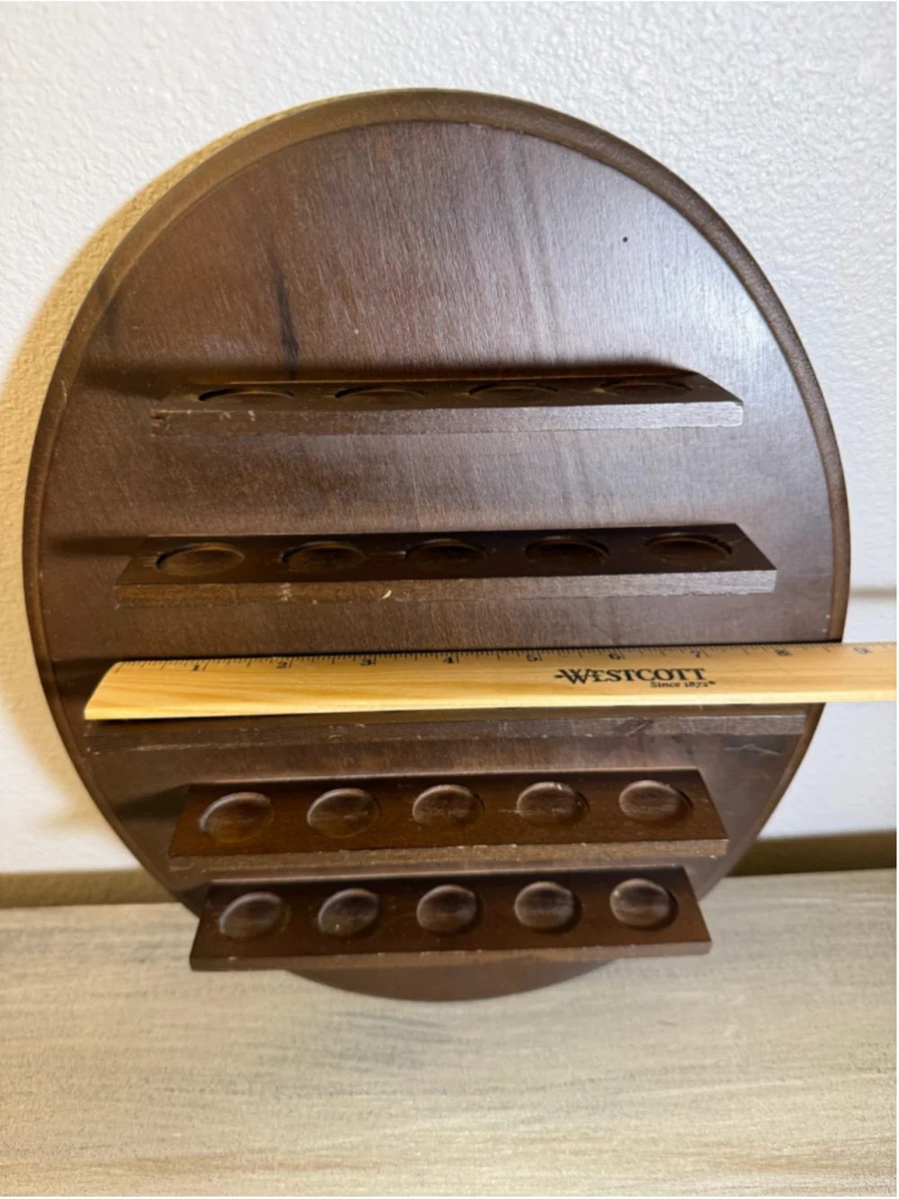 Vintage Wood Thimble/Miniature Display Oval Shelf Wall Rack